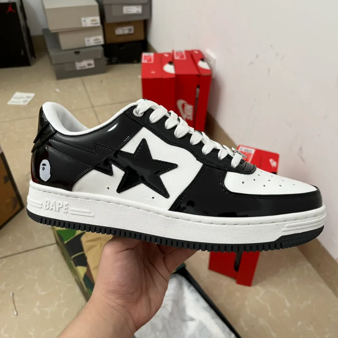 Bape Sta Low 黑白漆皮 同價位最佳 注意鞋頭扁平弧度