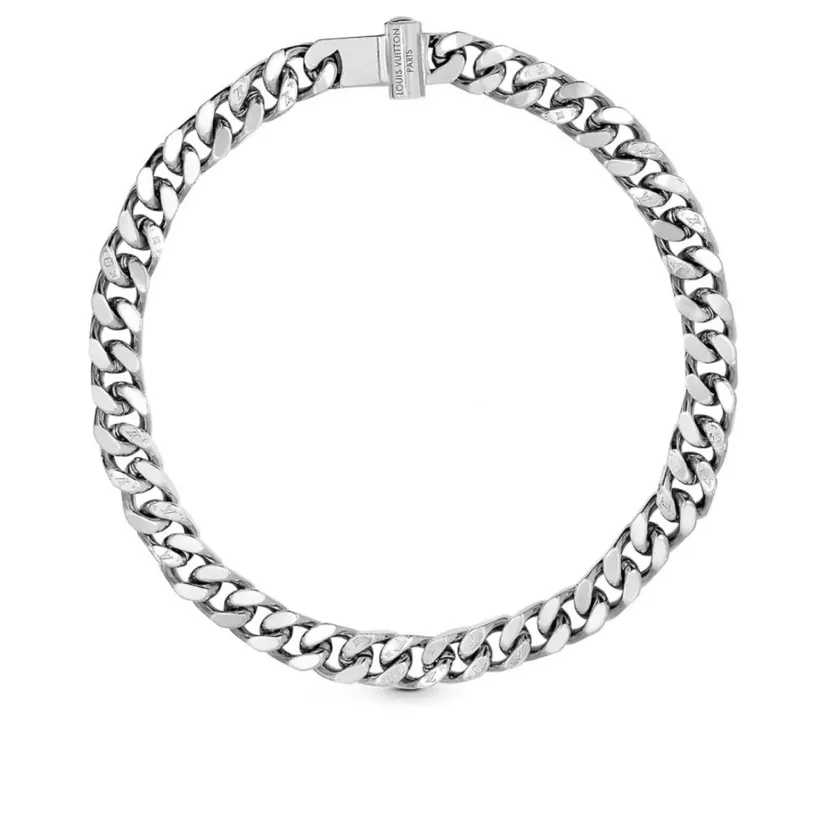 Louis Vuitton LV Chain Links 鋼製金屬logo項鍊 專櫃對版一致鈦鋼材質 細節可對比官網圖琺瑯 鏈環鏤刻 Monogram 圖案 鉤扣鏤刻路易威登標識 配送全套包裝送人自用都非常棒項鍊Size:50cm手鍊size:20cm項鍊編號:200440手鍊編號:300320