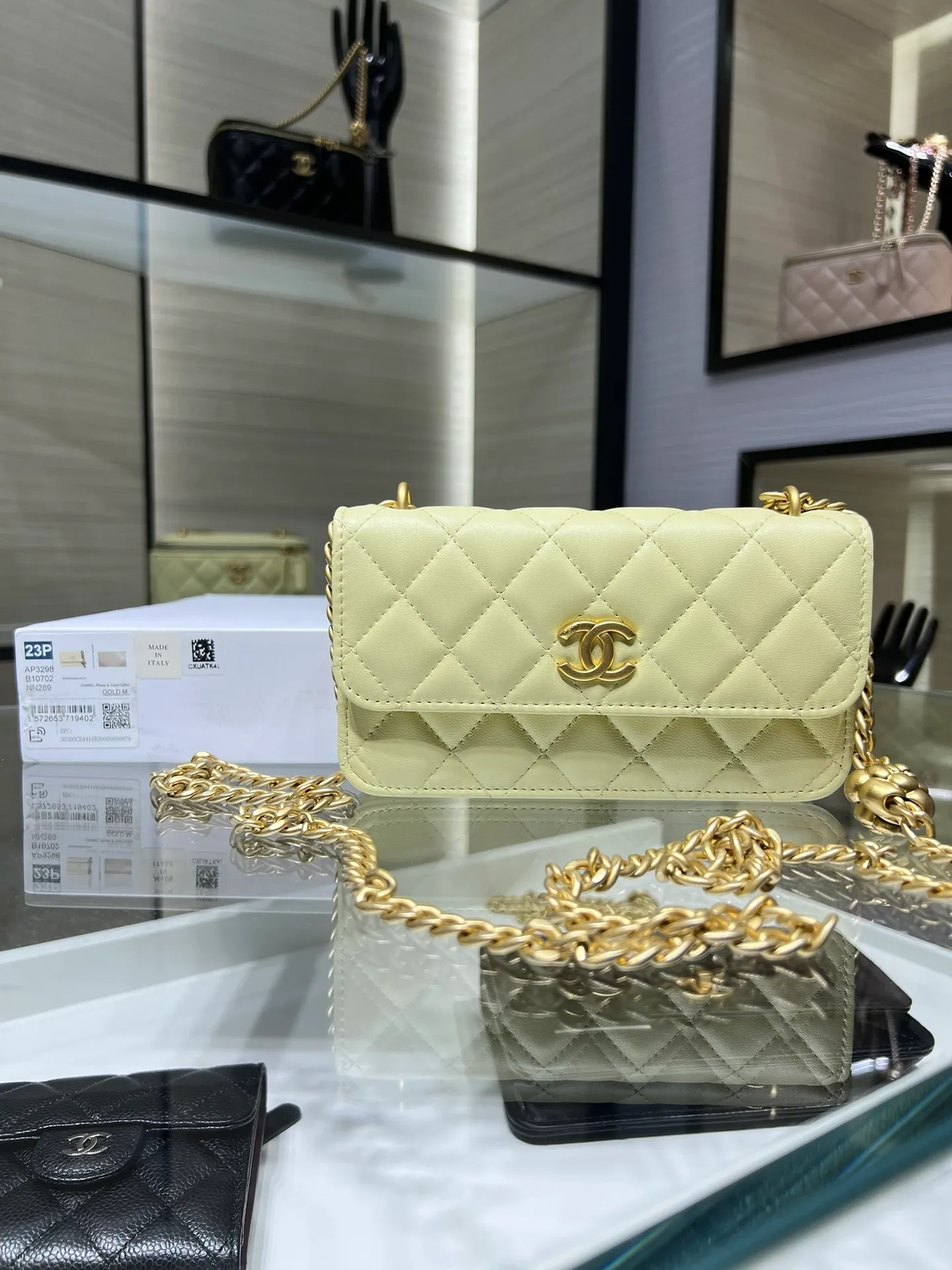 CHANEL23P 手機包最美山茶花調節扣 可調節鏈條的 精緻絕美 :A
