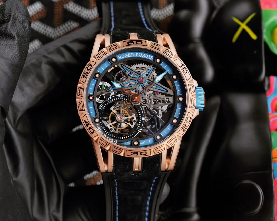 🎩羅傑杜彼 ROGER DUBUIS (豪爵)Excalibur 王者係列 自動上鍊機芯,錶殼:46毫米 , Sapphire crystal Carbon 鈦合金 黑色DLC 塗層鈦合金,鐫刻日內瓦印記。