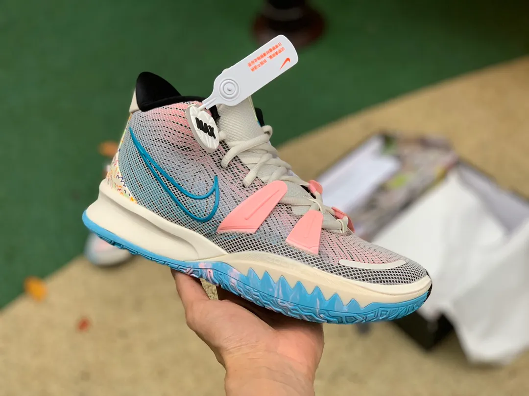 🌈歐文7白藍粉 尺碼：39-46純原版⚡️偏小0.5-1碼 Nike Kyrie 7 EP 歐文7白藍粉 數學公式男子實戰籃球鞋CZ0143-100!210522PZH480EYP