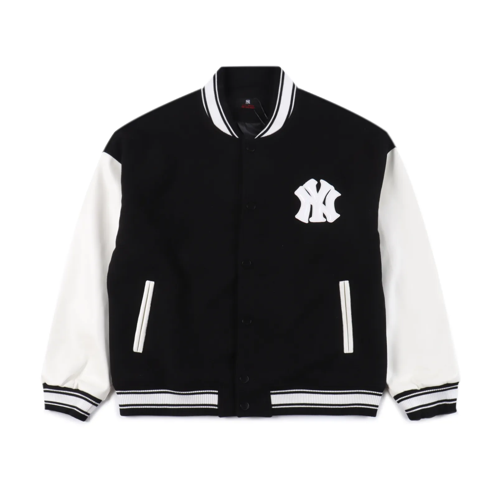 MLB  刺繡LOGO拼接棒球服外套                渠道精品 潮男潮女ZUI愛的棒球服夾克，市場各級版本都有(細節你們一定要對比)，最牛X的實力品控 生產研究棒球服7個年頭 細節精緻。
