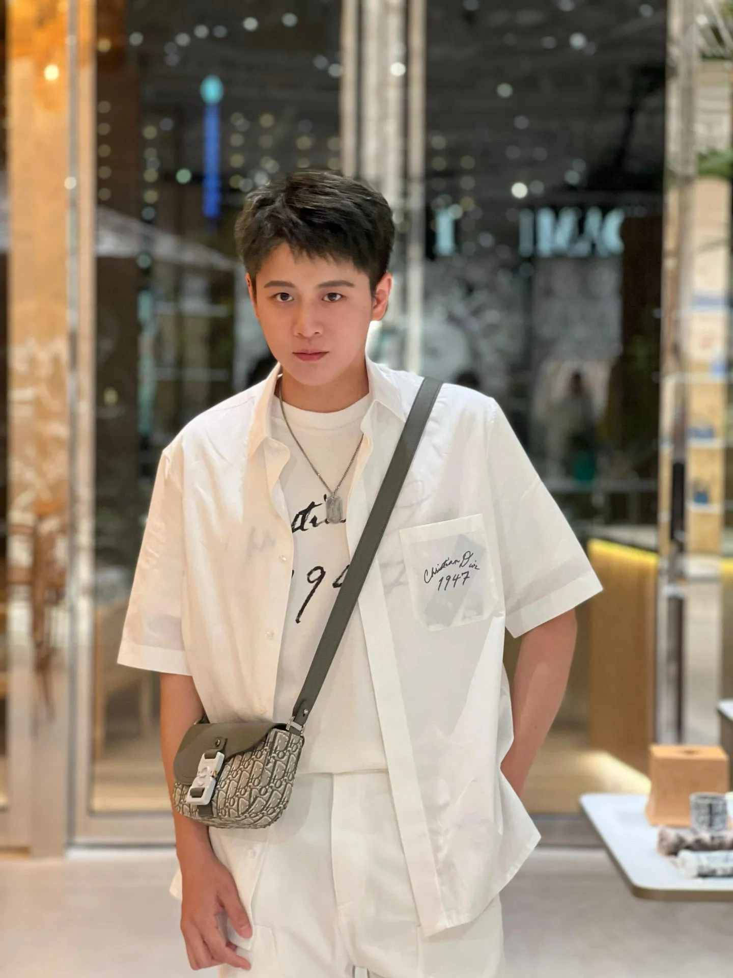 Dior Christian迪奧CD 1947刺繡短袖襯衫                定制1:1 Dior高密絲稠襯衫料，採用進口機刺繡工藝，使用先進的計算機控制系統和精密的機械部件，採用側翻埋夾車線工藝，能夠提供優質的縫合效果，人體立體裁剪，回歸傳統工藝手法，通過分割、折疊、抽縮、拉展技術手法，寬鬆版型                Size：38 39 40 41                編碼：FNC063081