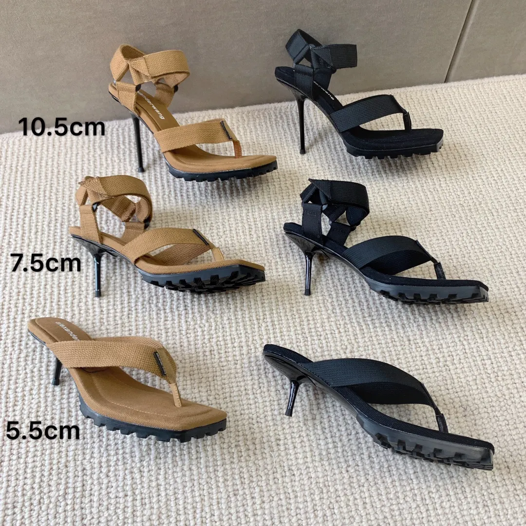 涼鞋👠 拖鞋 👠 Alexander Wang 亞歷山大王 “cool girl”21 新品    頂級版本  高端品質 夏季最新款 全進口帆布涼鞋..新工藝鞋底 獨家開模 多層組合 跟高 10.5cm 7.5cm 5.5cm碼數 35-39 （34 40 41定制 不退換）