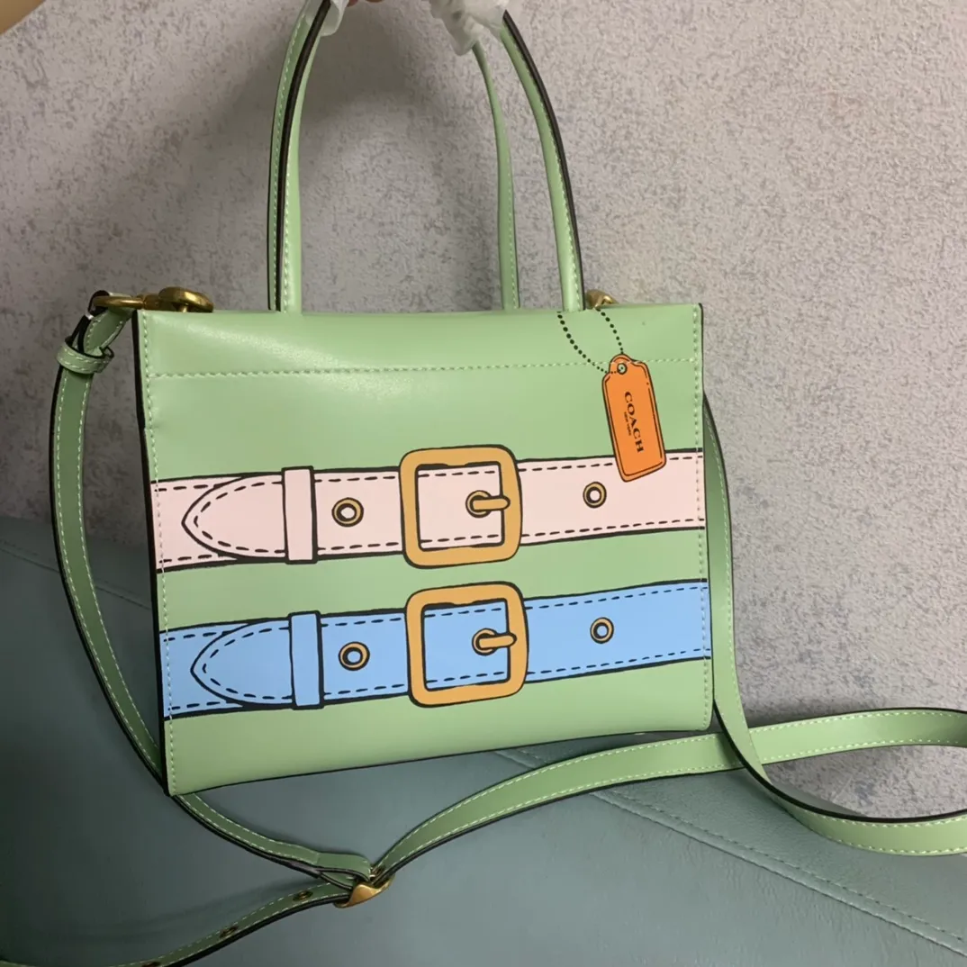 廠價 coach蔻馳代工廠渠道貨正品對版代購品質新款 C9814專櫃走秀款漫畫風Cashin秀款小托特包斜挎包 手提包尺寸22.20.11現貨供應