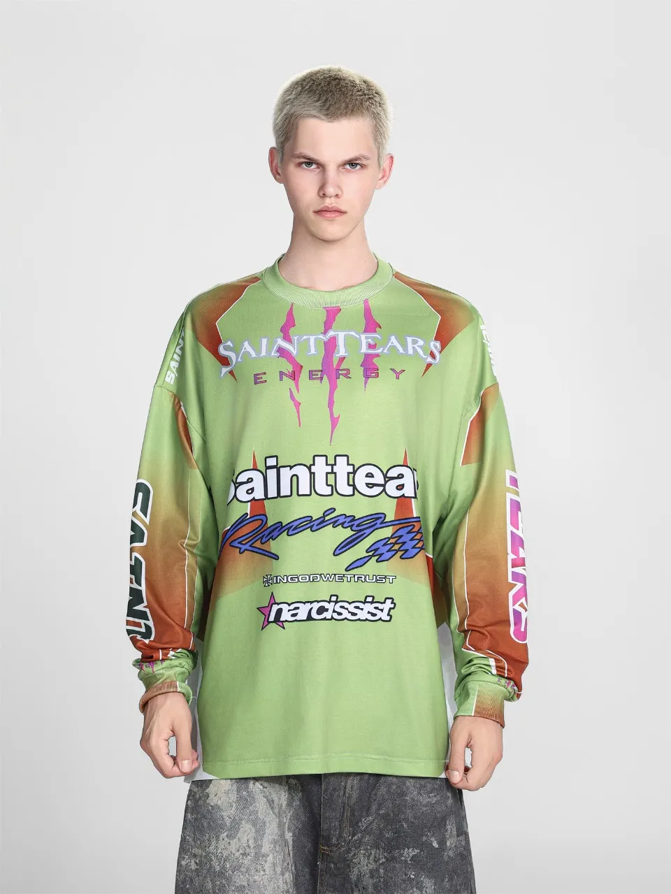 Saint michael  tears 滿印長袖vintage秋冬T卹                款號：116                碼數：M L XL                 編碼：SKK092481