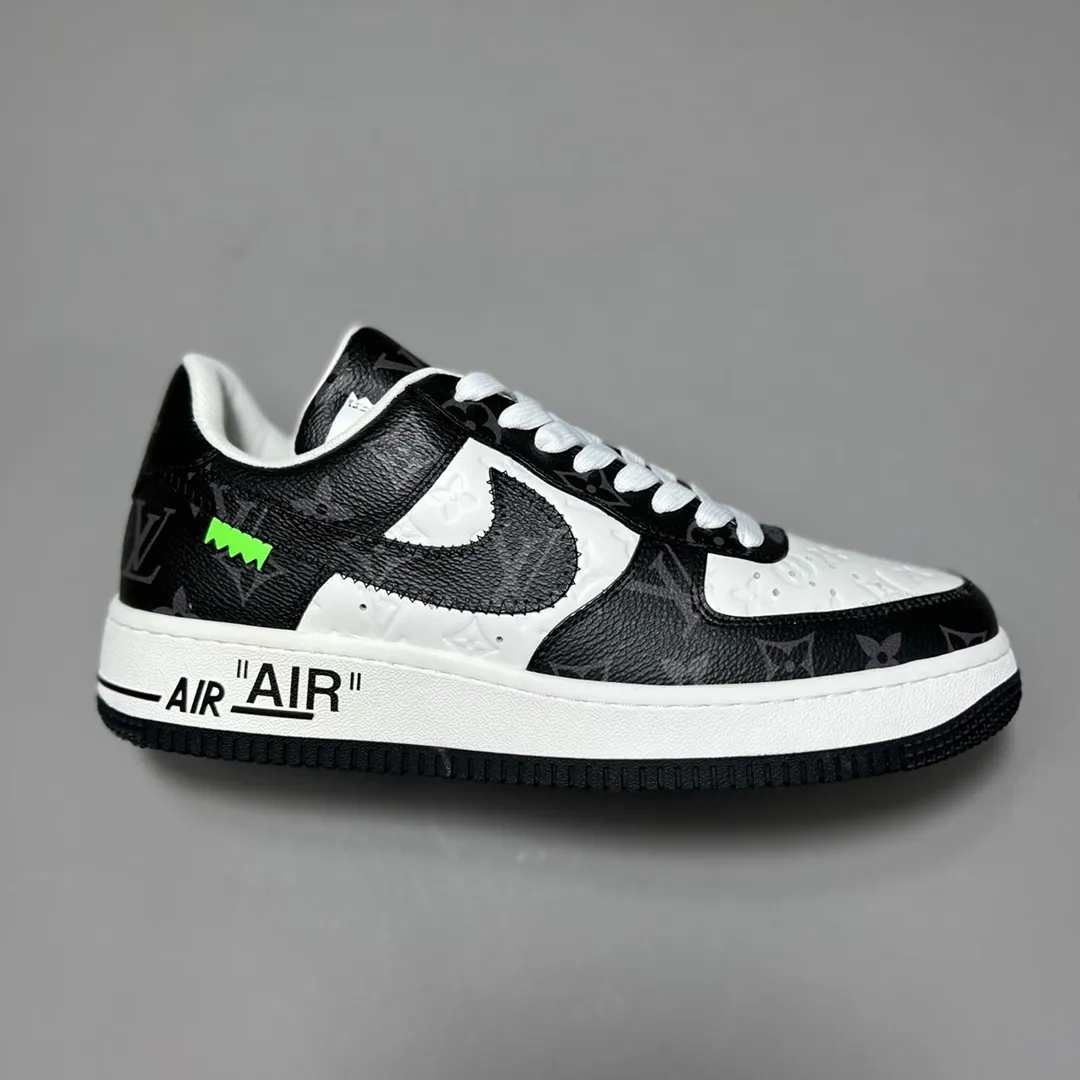重磅聯名,法國頂級高奢品牌·路易威登Louis Vuitton x NK Air Force 1'07 LV8 Low"Black/white/LV Monogram"空軍一號系列低幫經典百搭休閒運動板鞋“LV壓紋老花”size:38 39 40 41 42 43 44 45