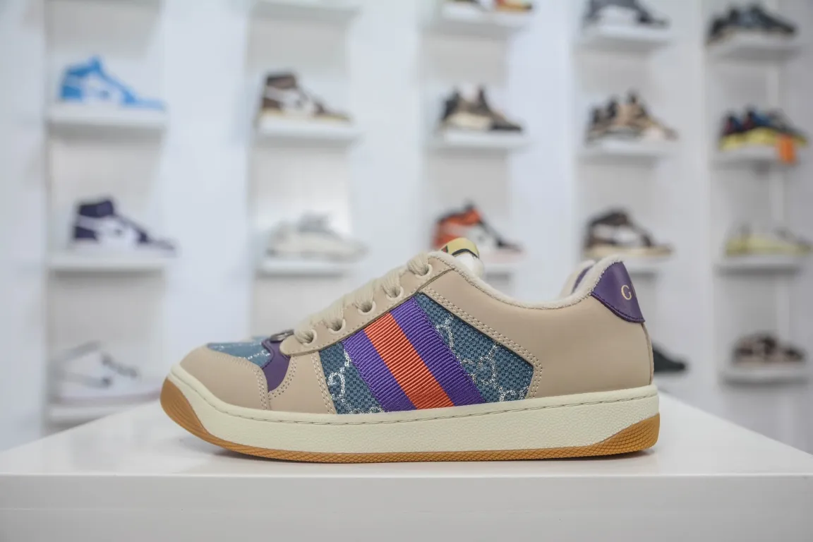 衝量引流必備 極致性價比 秒殺市場偽純原版本Gucci Distressed Screener sneaker 經典復古做舊小臟鞋原版做舊  隨意對比市場偽純原版本 全套包裝 全頭層頂級軟牛皮 廣東代工出品 TN467CA# 尺碼 35 36 37 38 39 40 41 42 43 44偏大一碼