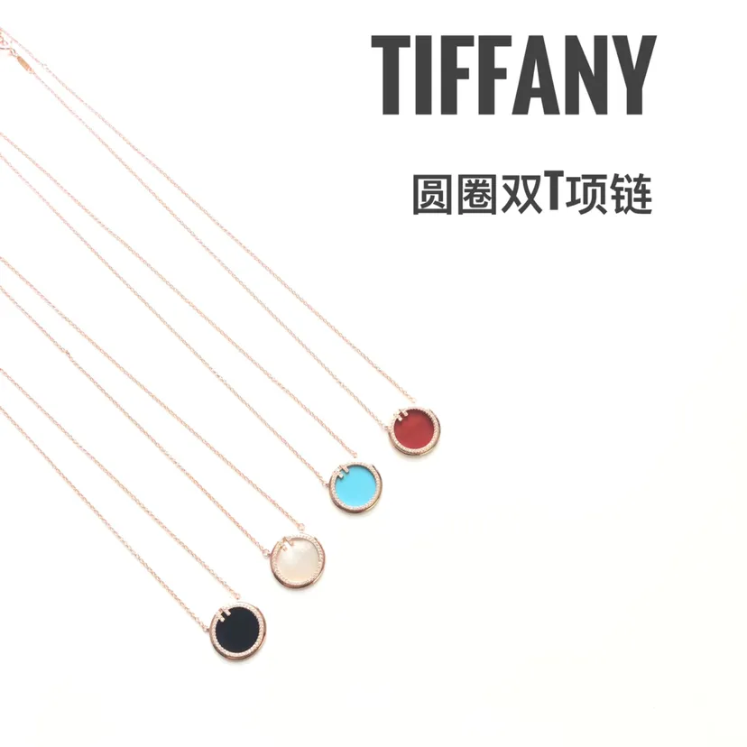 520情人節禮物推薦Tiffany &Co 新款圓圈雙T項鍊材質925銀電鍍18玫瑰金色 現貨四個顏色大版小版都有 字印對版💯 四季百搭鍊長45cm可調節5cm配包裝編號:300440