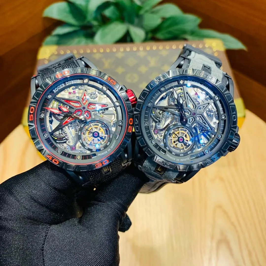 💍RD羅傑 豪爵Excalibur 💍 46系列,10 Tourbillon 10點位全鏤空陀飛輪腕錶,作為46mm奢華大器格調與精湛鐘錶技術的完美化身,力量及光輝之表現,超凡外形與卓越的工藝,以純熟工藝打造的陀飛輪及獨有的家族星形立體鏤空面板。