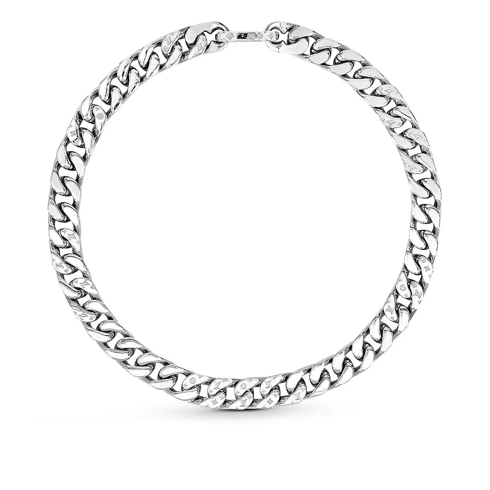 Louis Vuitton LV Chain Links 鋼製金屬logo項鍊 專櫃對版一致鈦鋼材質 細節可對比官網圖琺瑯 鏈環鏤刻 Monogram 圖案 鉤扣鏤刻路易威登標識 配送全套包裝送人自用都非常棒項鍊Size:50cm手鍊size:20cm項鍊編號:200440手鍊編號:300320
